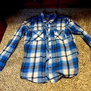 Faded, glory, blue, and white flannel